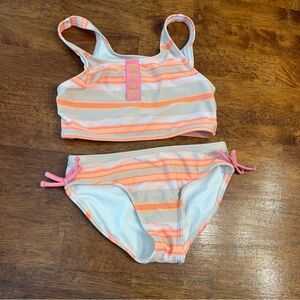 Art Class Orange White striped 2 pc Bikini Set size medium 7/8